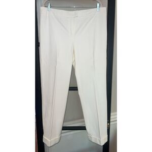 Escada Women’s Ivory Cuffed Ankle Length Pants Flat Front Size 44 EUC